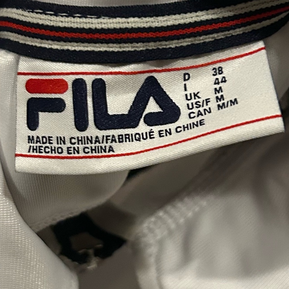 Fila White and Gray Track Bomber Jacket Size Medium - Picture 3 of 4